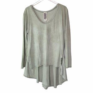 Free People Hi-Low Long Sleeve Sage Tee Tunic Sz M